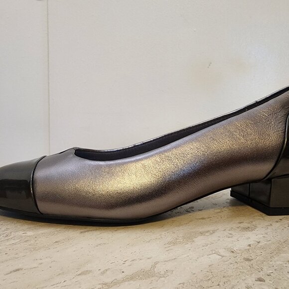 Trotters Daisy Pump Women's Shoes Taupe/ Pewter Size US 8.5 Block Heel - Picture 4 of 11